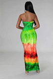 Digital Printing Sexy Strapless Bodycon Maxi Dresses TE-4624