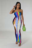 Digital Printing Sexy Strapless Bodycon Maxi Dresses TE-4624