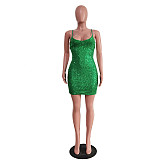 Sexy Spaghetti Strap Backless Bandage Sequin Dresses TR-1255