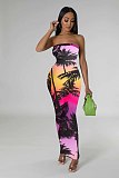 Digital Printing Sexy Strapless Bodycon Maxi Dresses TE-4624
