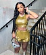 Cut Out Side Bandage Crop Tops and Shorts 2 Piece Set NM-8811