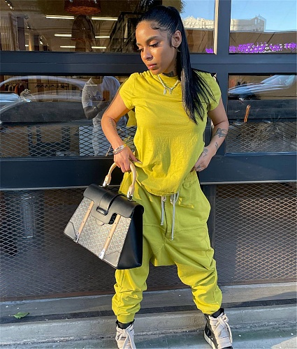 Streetwear Short Sleeve T-shirt Harem Pants Outfits ZAND-31280