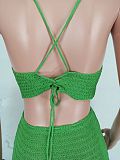 Backless Bandage Crop Tops Tassel Skirt 2 Piece Sets YD-8706