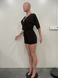 V Neck Short Sleeve Lace Up One Pieces Romper ORY-5249