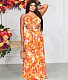Summer Floral Print Strapless Crop Tops Maxi Skirts Set XMY-9410