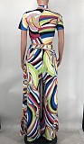 Printing Short Sleeve T Shirt Loose Wide Leg Pants Outfits XMY-9405