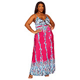 Floral Print V Neck Backless Summer Slip Dresses XMY-9406