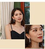 925 Silver Needle Rhinestone Letter Earrings RS-0036