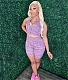 Zipper Tank Tops Bodycon Shorts Two Piece Set WDS-230440