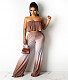 Gradient Print Strapless Crop Tops Wide Leg Pants Suit ANDI-1528