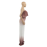 Gradient Print Strapless Crop Tops Wide Leg Pants Suit ANDI-1528