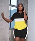 Color Block Patchwork T-shirts Shorts Two Piece Set LM-8358