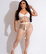 Knit Crochet Halter Bra Hollow Out Pants 2 Piece Set CM-8679