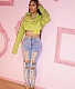 Mid Waist Cut Out Bandage Denim Pencil Pants LA-3337
