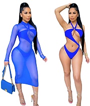 Sheer Mesh Dresses Hollow Out Swimsuit Two Piece Set DY-6987