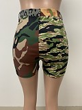 Cotton Camo Patchwork Print High Waist Shorts LSD-83218
