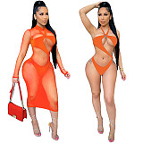 Sheer Mesh Dresses Hollow Out Swimsuit Two Piece Set DY-6987