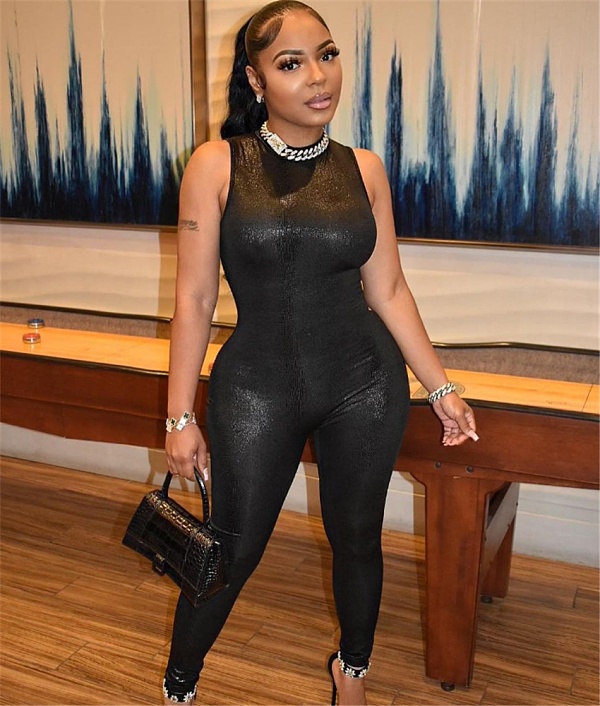 Sleeveless O Neck Skinny One Pieces Black Jumpsuit LSD-83222