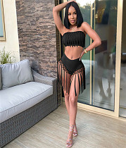 Sexy Black Tassel Bikini Sets 2 Piece Swimsuit OM-1615