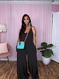 Solid Color Loose Spaghetti Strap Wide Leg Jumpsuit TE-4583