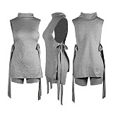 Open Side Sleeveless Lace Up Tops 2 Pcs Short Sets TE-4584