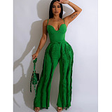 Summer Deep V Camisole Tassel Pants Two Piece Set ZAND-31275