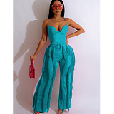 Summer Deep V Camisole Tassel Pants Two Piece Set ZAND-31275