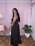 Solid Color Loose Spaghetti Strap Wide Leg Jumpsuit TE-4583