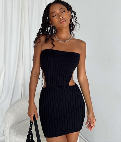 Sexy Cut Out Backless Strapless Bodycon Knit Dresses OYW-21158