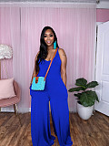 Solid Color Loose Spaghetti Strap Wide Leg Jumpsuit TE-4583