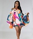Floral Print Off Shoulder Bat Sleeve Loose Dresses SFY-2318