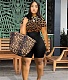Leopard Print Short Sleeve Bodycon Plus Size Romper WA-77553