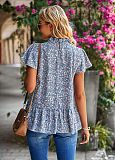 Summer Floral Print Ruffle Short Sleeve Tops SHD-9414