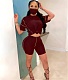 Workout Short Sleeve T-shirts Biker Shorts Two Piece Set WY-86694