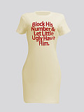 Letter Print Short Sleeve Bodycon Summer Dresses DN-8050B36
