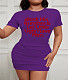 Letter Print Short Sleeve Bodycon Summer Dresses DN-8050B36