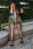 High Waist Street Camo Patch Tassel Cargo Skirts ZS-0589