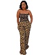Leopard Print Strapless Backless Wide Leg Jumpsuit BN-9428