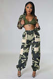 Streetwear Camo Print High Waist Pockets Cargo Pants YS-860