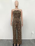 Leopard Print Strapless Backless Wide Leg Jumpsuit BN-9428