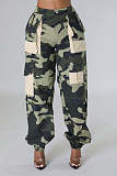 Streetwear Camo Print High Waist Pockets Cargo Pants YS-860