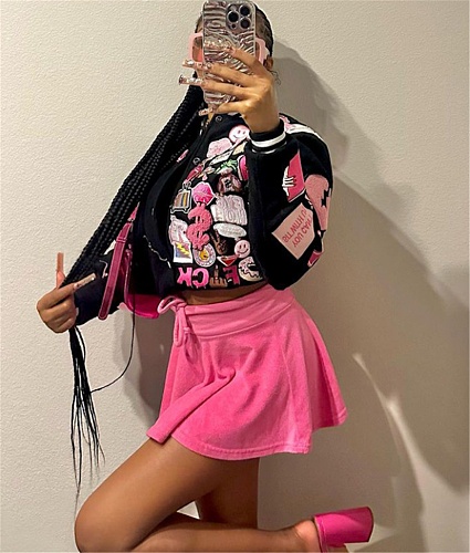 Sweet Solid Color High Waist A Line Mini Skirts ANDI-1523