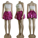 Summer Bright Color High Waist Pleated Mini Skirts CY-7156