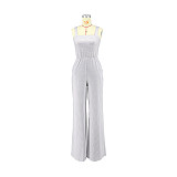 Striped Sleeveless Loose One Pieces Wide Leg Jumpsuit DD-88207