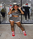 Striped One Shoulder Sleeveless Crop Tops Short Sets YUM-90121