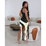 Sexy One Shoulder Irregular Ruffle Patch Short Dresses MDF-5372