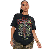 Summer Short Sleeve Round Neck Graphic T-shirt SHD-9605