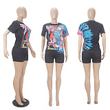 Summer Short Sleeve Round Neck Graphic T-shirt SHD-9605
