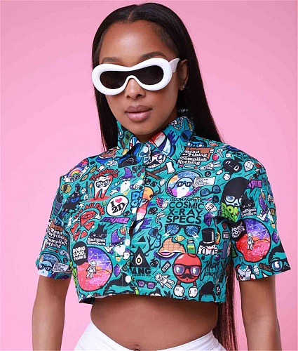 Summer Full Print Short Sleeve Turn Down Collar Shirts XT-8164
