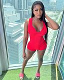 Summer Solid Color Sleeveless V Neck Rompers AIB-8896